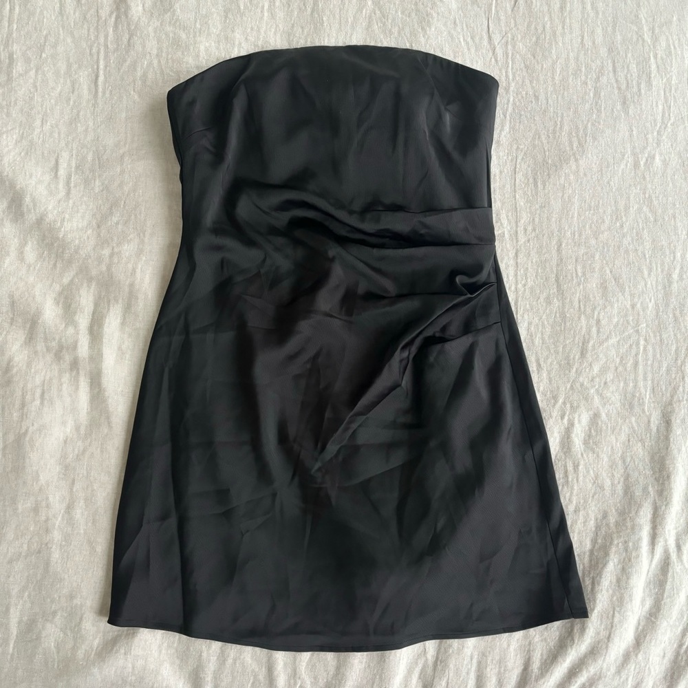 Strapless Satin Little Black Dress